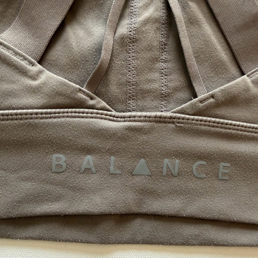 Balance Athletica Taupe Strappy Sports Bra Small | Yoga Pilates Athleisure - Picture 4 of 7